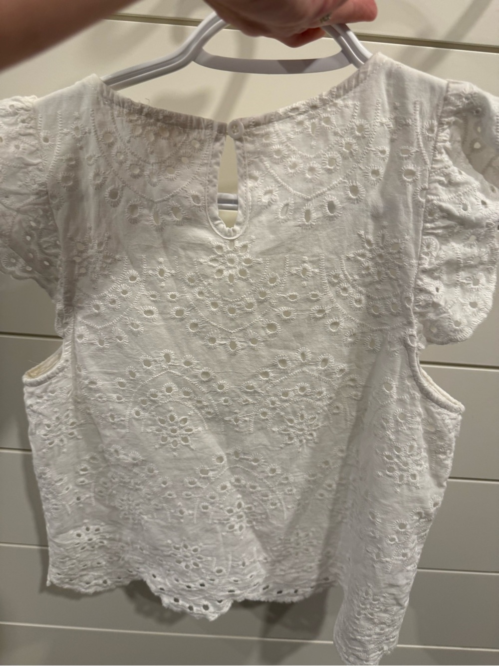 Women's size small White Eyelet Cotton Short Sleeve Top